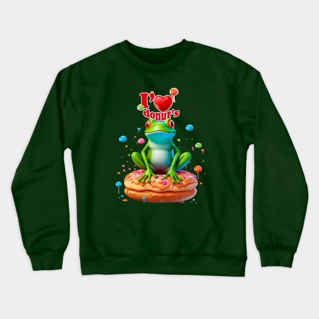 Frog with Donuts Crewneck Sweatshirt by enyeniarts